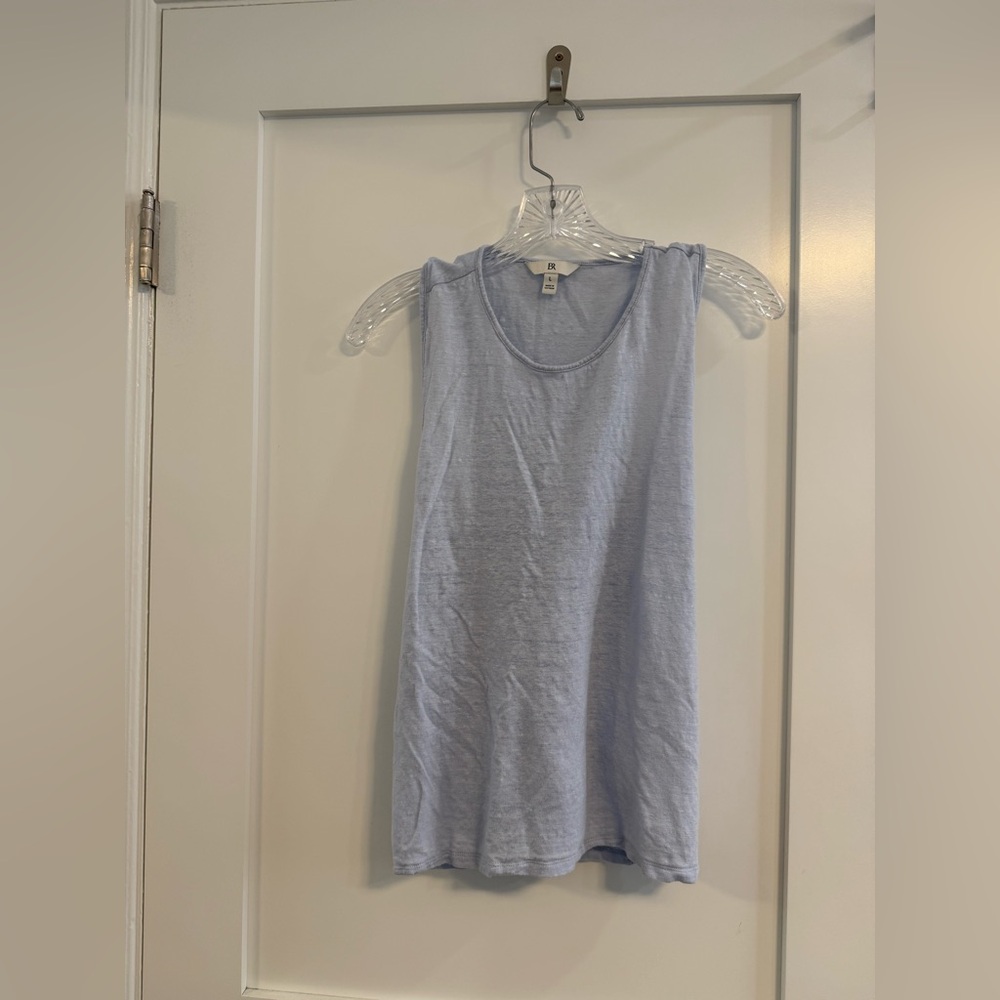 Banana Republic meditation blue twist-back linen tank top (fair condition)